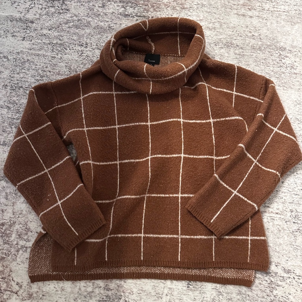 Lumiere Brown Cowl Neck Sweater